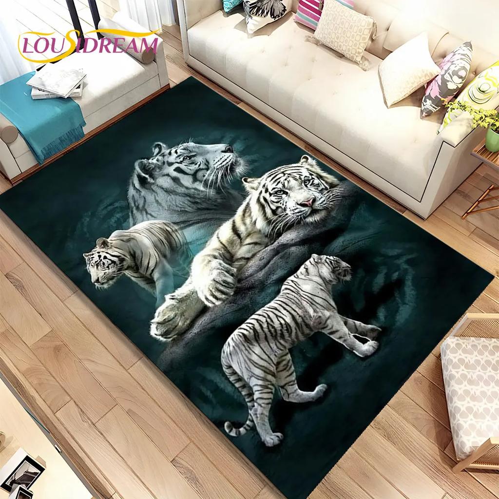 Beast Animal Tiger,Sabretooth Cartoon Area Rug,Carpet for Home Living Room Bedroom Sofa Doormat Kitchen Decor,Non-slip Floor Mat