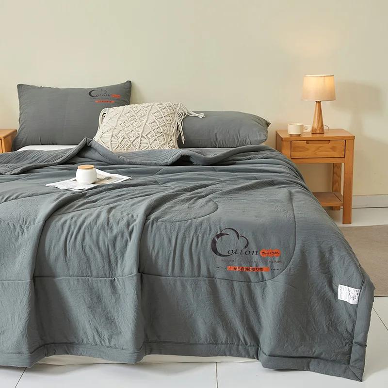 

Японское летнее одеяло - Однотонное из стираного хлопка, Легкое дышащее покрывало (Без наволочки/простыни, машинная стирка) Quilt 150 x 200cm