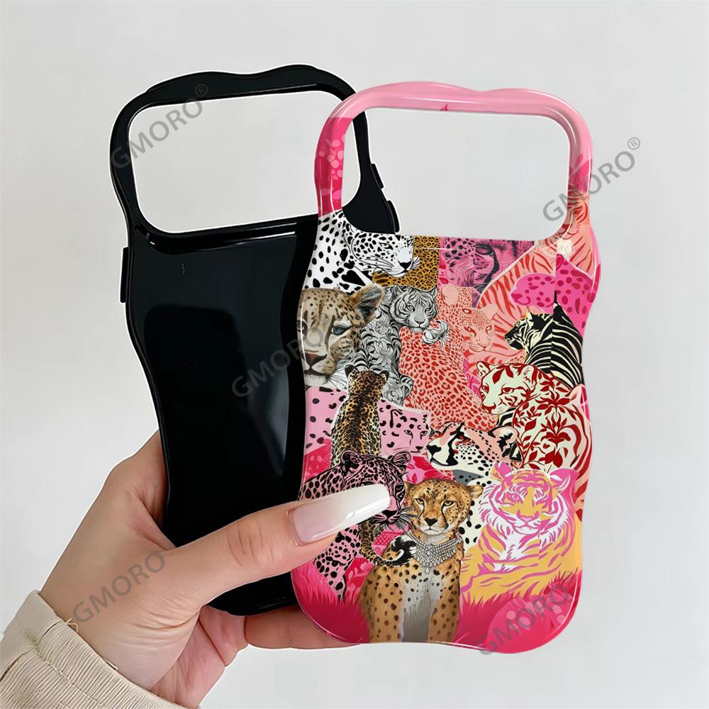 Europe and the United States Hot-selling Leopard Mobile Phone Case iPhone12 Advanced Sense Wave Film Case Apple 17promax Anti-drop Cover