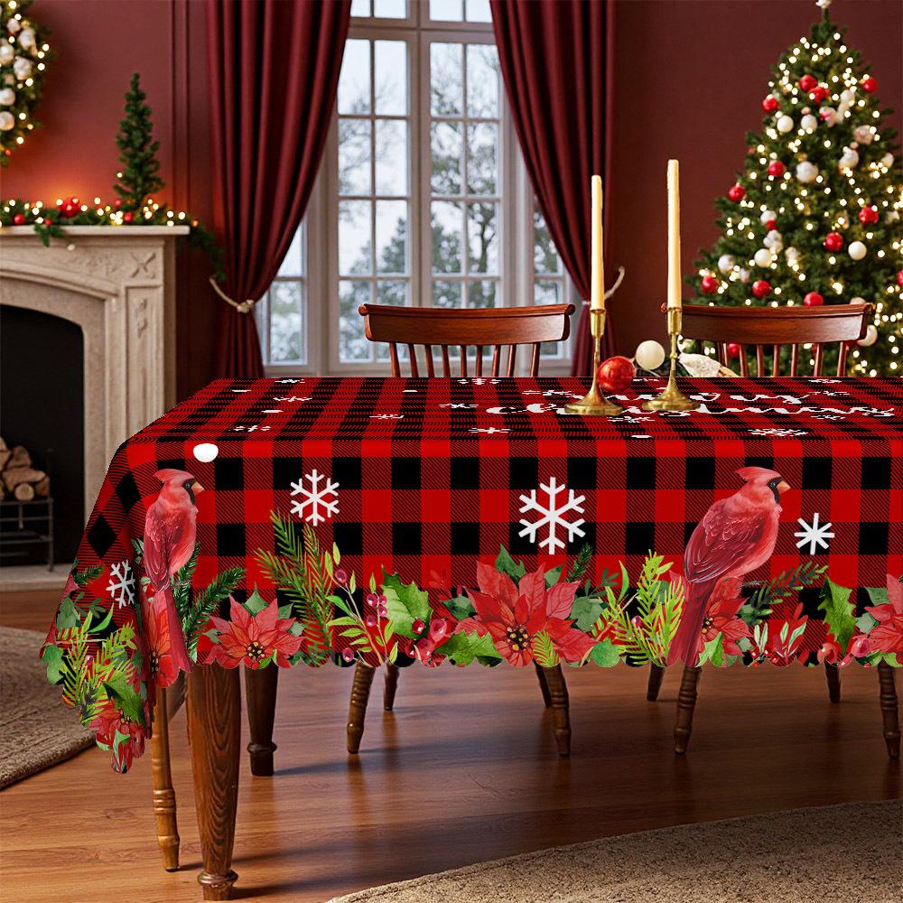 European Creative Christmas Tablecloth, Rectangular Snowflake Bell Pendant Waterproof Table Cloth, Home Hotel Holiday Clothing