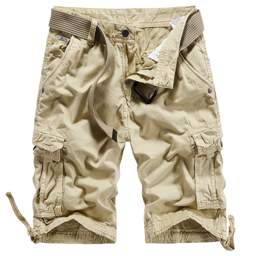 Men's Large Camouflage Cotton Work Shorts, WWII-Style Multi-Pocket Pants for Outdoor Training