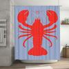 Blue Shower Curtain with Red Lobster Design for Bathroom Decor Waterproof Fabric Shower Panels Home Improvement Supplies