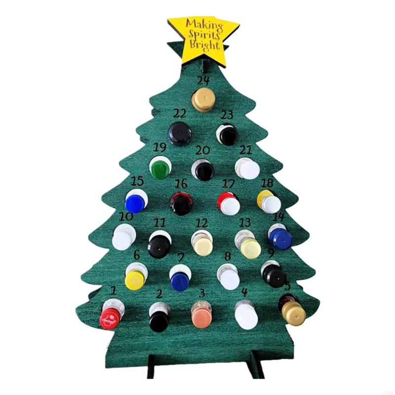 Christmas Count Down Calendar Natural Design Accommodates 24 Miniature Bottle Holiday Decoration For Family
