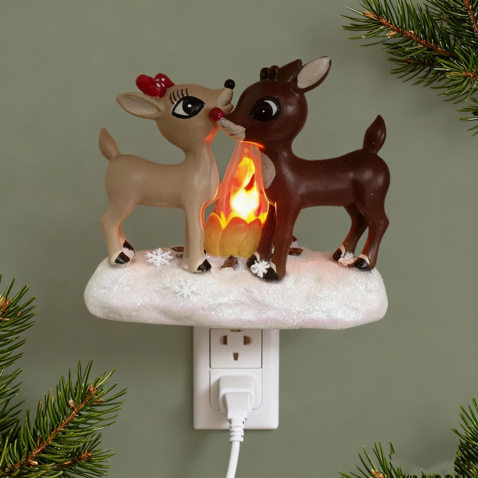 

Christmas Night Light Decoration Design Home Garden US Plug Elk Night Light One Size