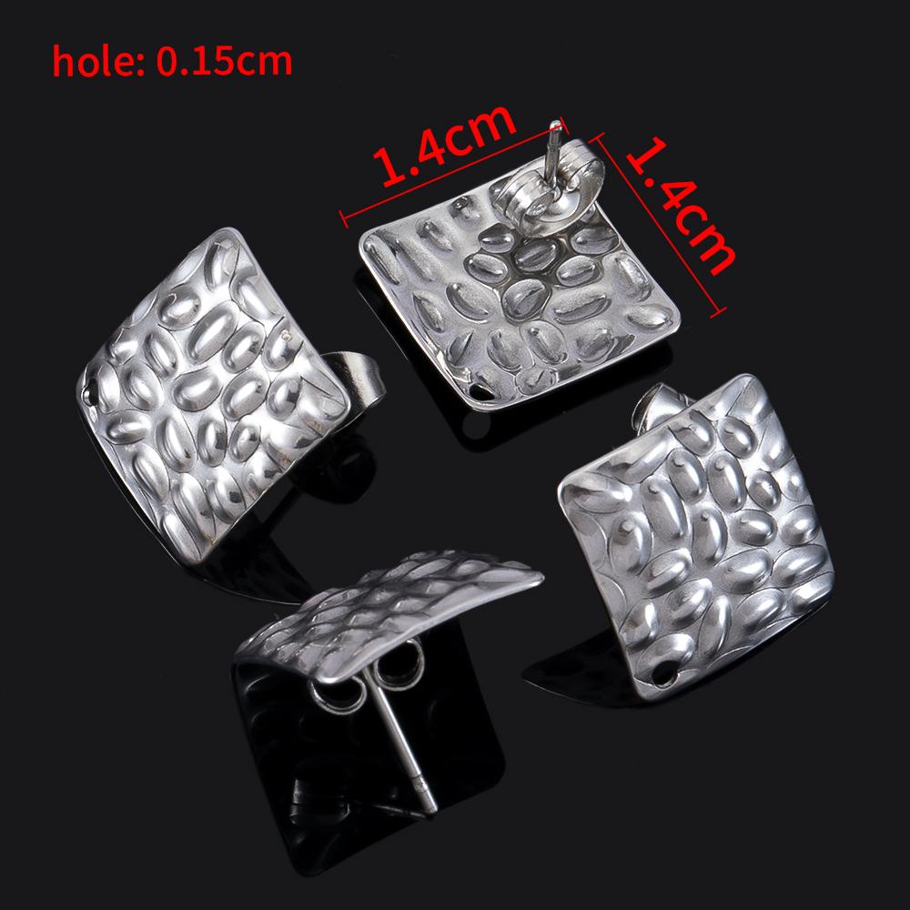 10pcs Geometric Stainless Steel Matte Round Heart Square Stud Earrings Women Earring Base Jewelry Making DIY Punk Accessories