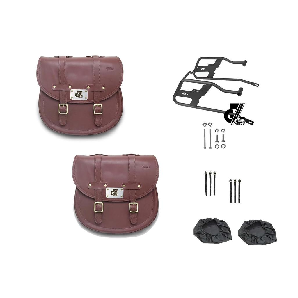 Dark Tan "Leather Saddle Bag Fit For Royal Enfield Hunter 350"
