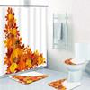 Shower Curtain Set Thanksgiving Pumpkins Fall Leaves November Season With Non-Slip Rugs Toilet Lid Cover Bath Mat Bathroom Set