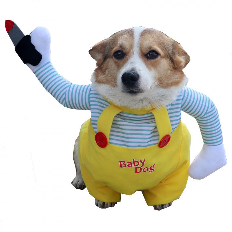 Deadly Doll Pet Costume: Halloween Dog Outfit with Knife Dagger for Puppies