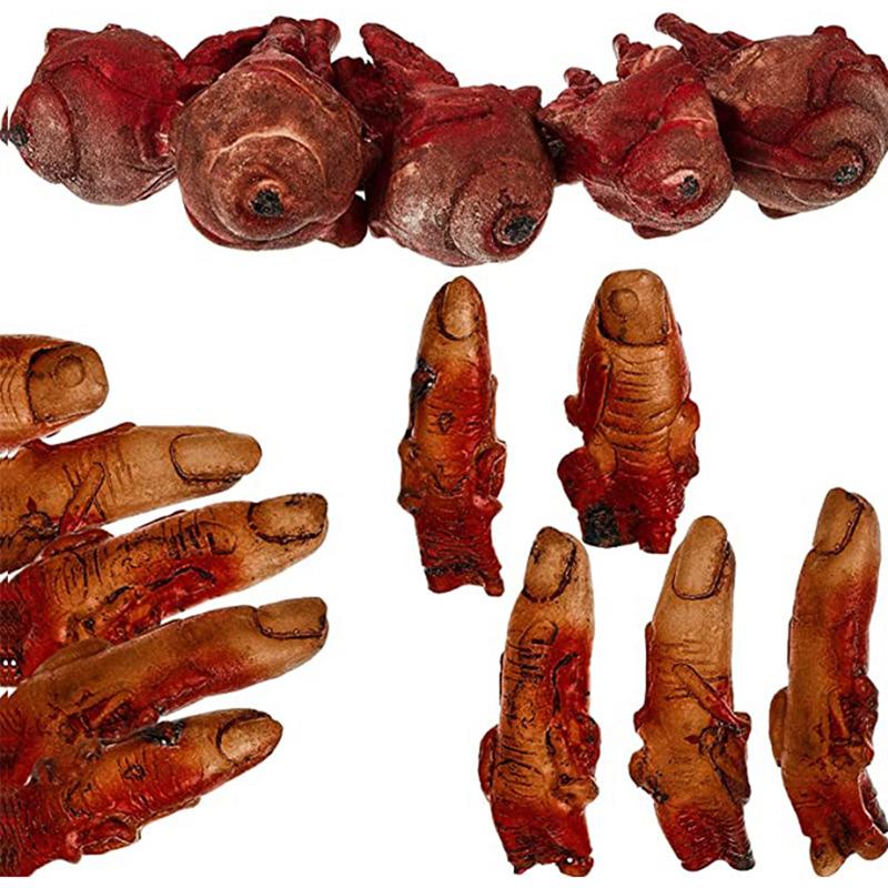 Horror Halloween bloody props, simulated human body parts, severed fingers, bloody eyeballs, suitable for haunted house Hallowee
