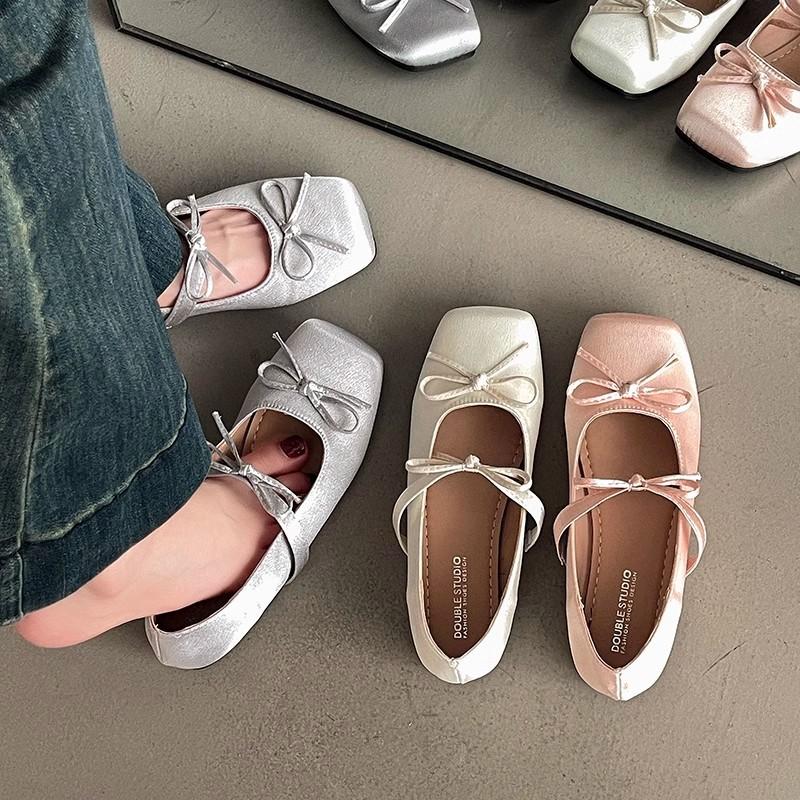 2025 Spring and Summer Fashion Doudou Shoes Versatile Mary Jane Shoes Comfortable Ladyshoes Trendy Square Head Inner Height Increase Flat Sole Shoes