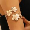 Bohemian Metal Flower Open Arm Bracelet for Women Girls Fashion Gold Color Wave Geometric Bracelet Beach Party Aesthetic Jewelry