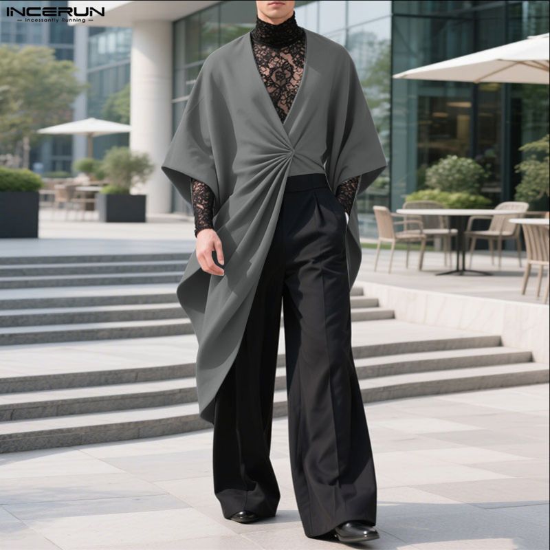 INCERUN Men Half Sleeve Twisted Irregular Casual T-Shirts Top