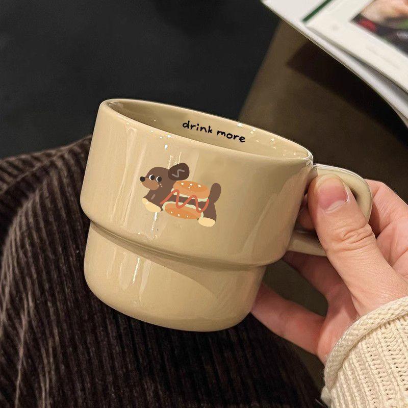 

Мультяшный щенок, чашка для кофе на завтрак, керамическая чашка, в стиле инс, высококачественная кружка, сувенир, подарочная чашка 201-300ml