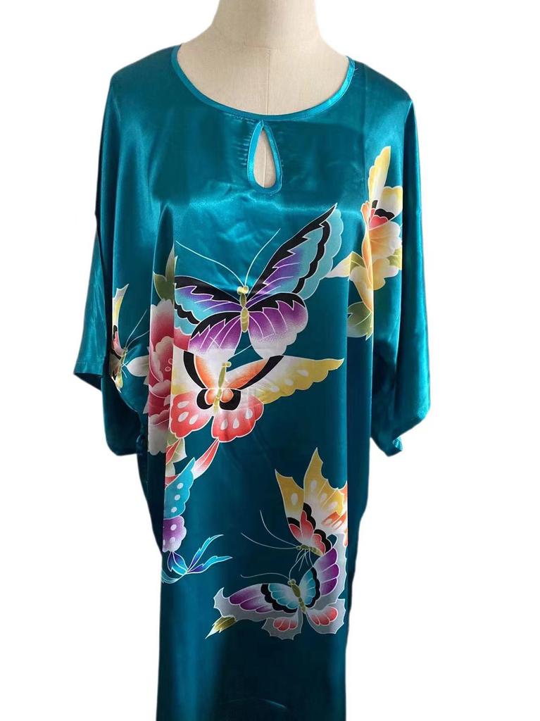 Plus Size Silk Qipao Pajama Robe & Tang Suit Bathrobe