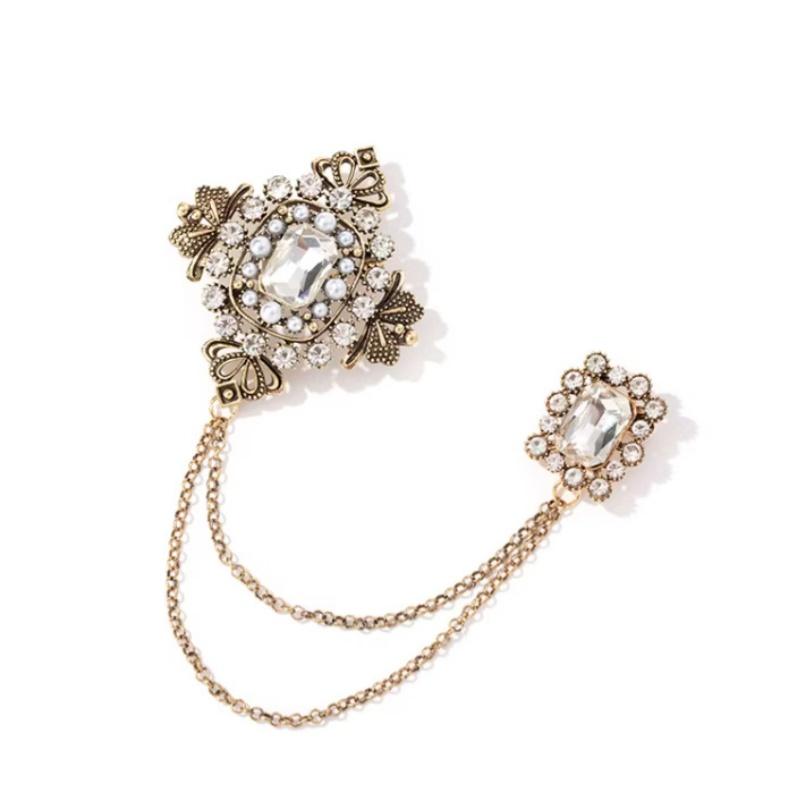 

Винтажные Элегантные Квадратные Металлические Броши-значки с Хрусталем и Кисточками для Женщин Мужчин Модные Аксессуары Булавки для Костюма Пальто Подарки A4