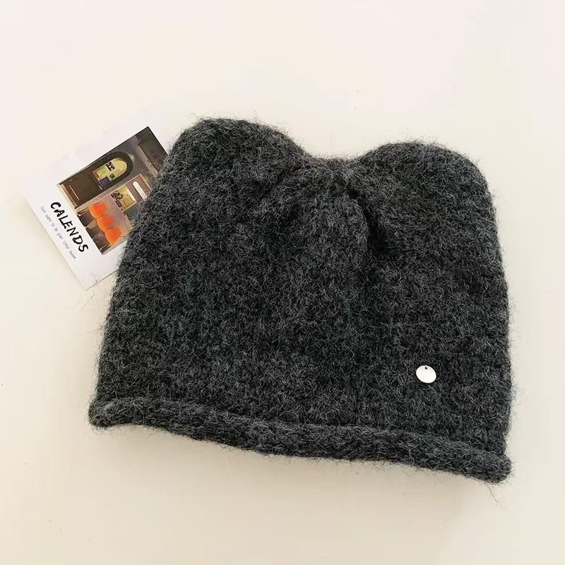 Dumble Cat Ear Knit Hat With Embroidered Design For Winter Warmth And Casual Wear
