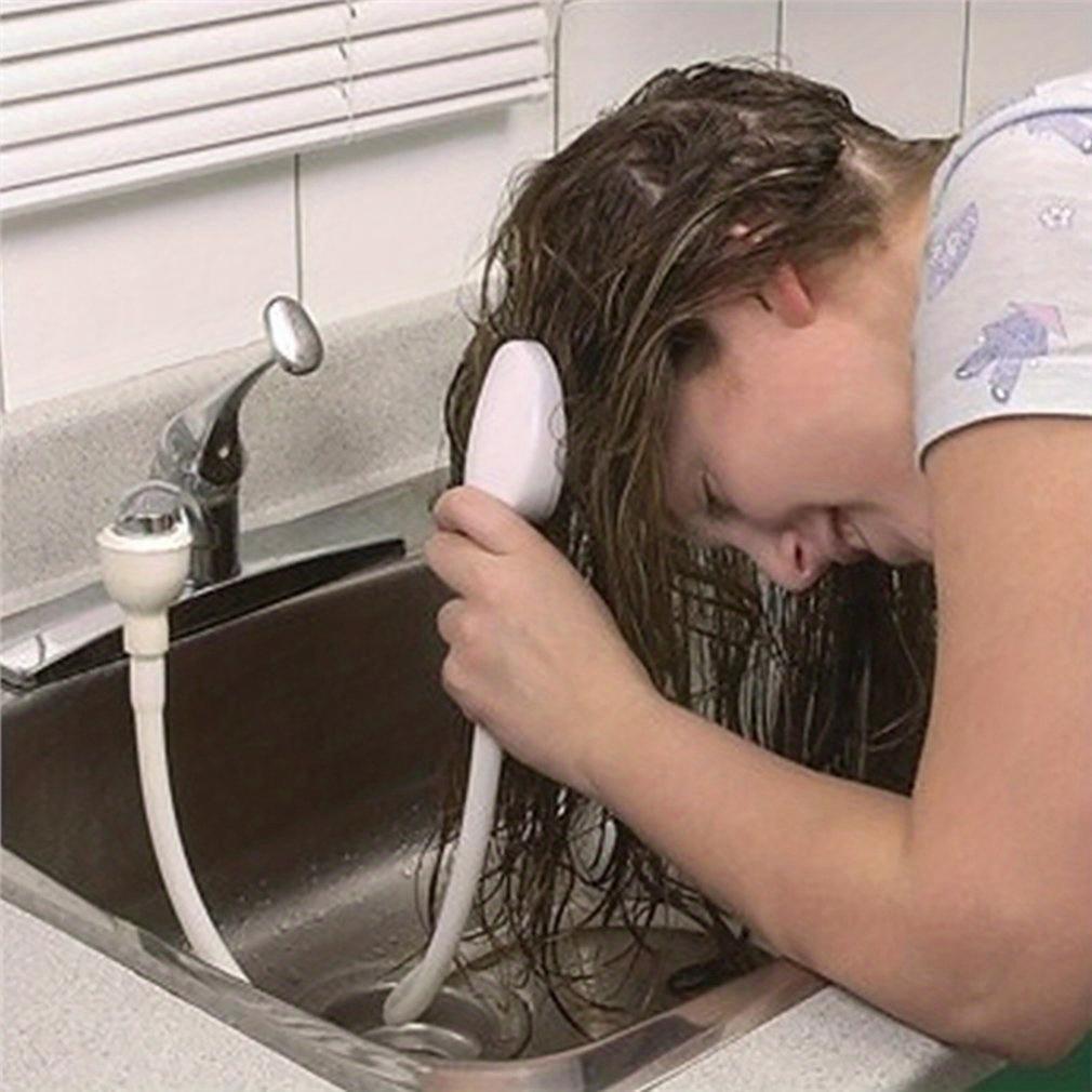 Easy-Install Handheld Faucet Sprayer - Extendable Hose for Hair Washing & Pet Bathing, Unscented, Oval Plastic Design