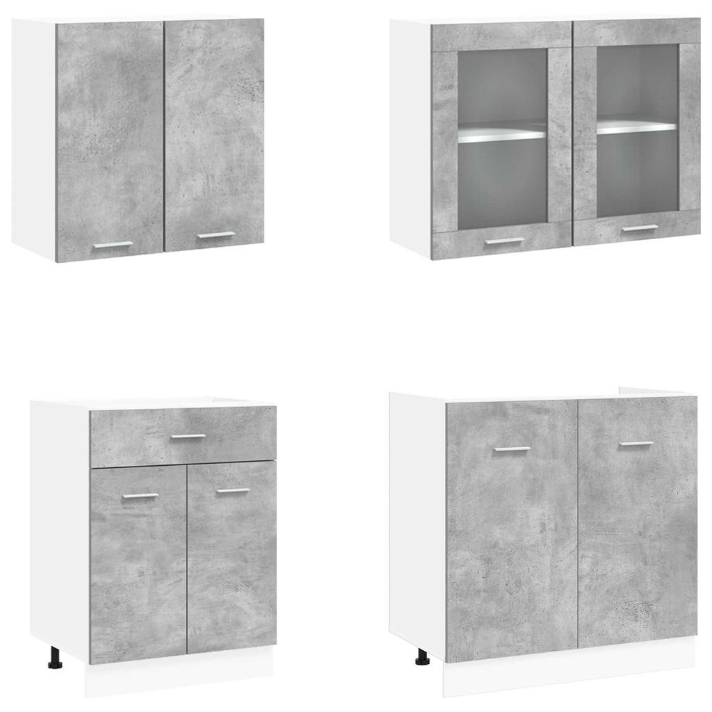 Kitchen Unit Lyon 4 Pcs Concrete Grey Wood Based Material