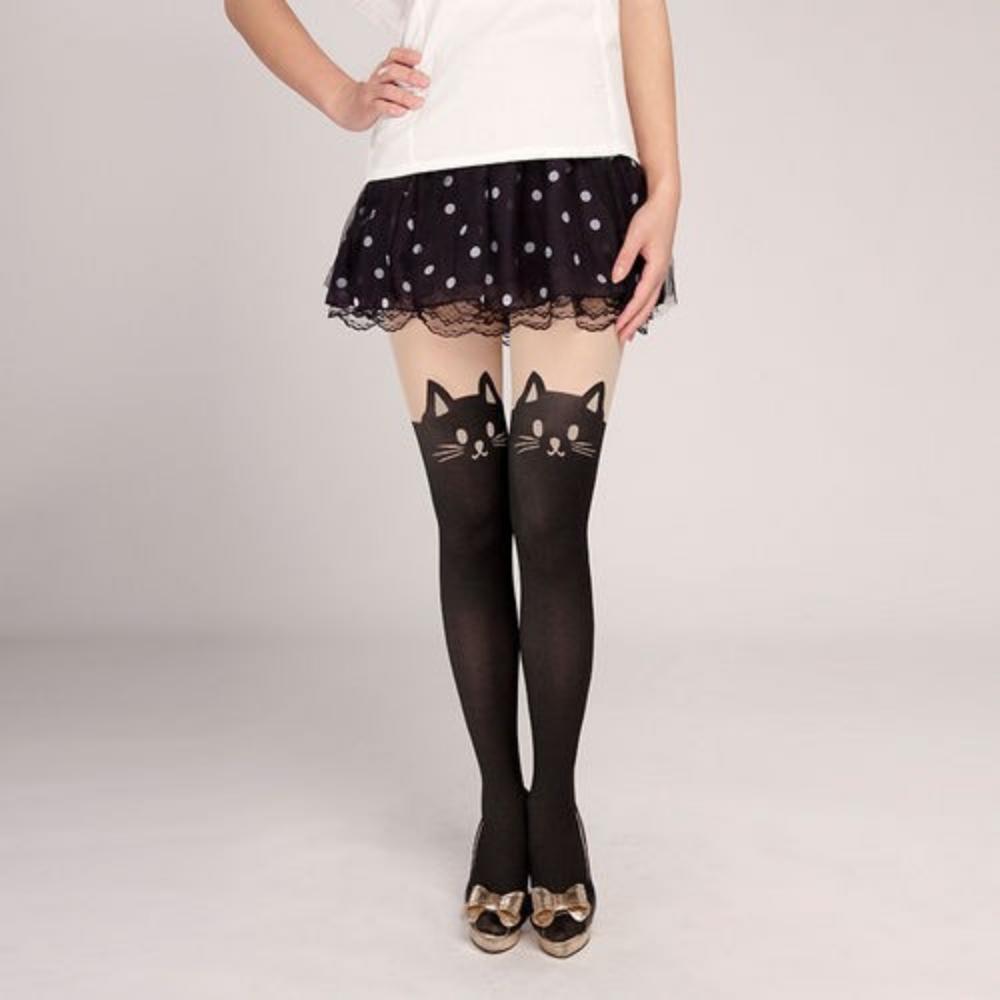 Neueste Damen Sexy Niedliche Cartoon Katze Schwanz Sexy Dünne Strumpfhose Frühling/Sommer Kühle Haptik Japanischer Stil Jk Spleiß Strümpfe One Size white