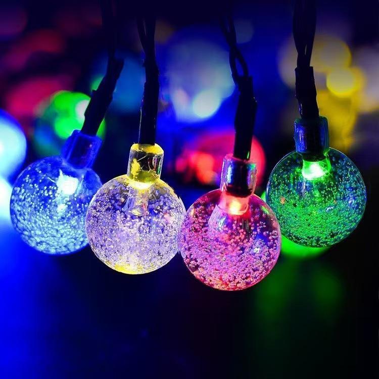 Outdoor LED Solar Bubble Ball and Water Drop String Lights for Festive and Courtyard Decoration