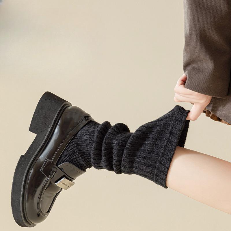 Grey Foot Socks for Women In Winter, Thickened and Fleece Warm Long Socks, Pile Socks, Long Leg Coverings