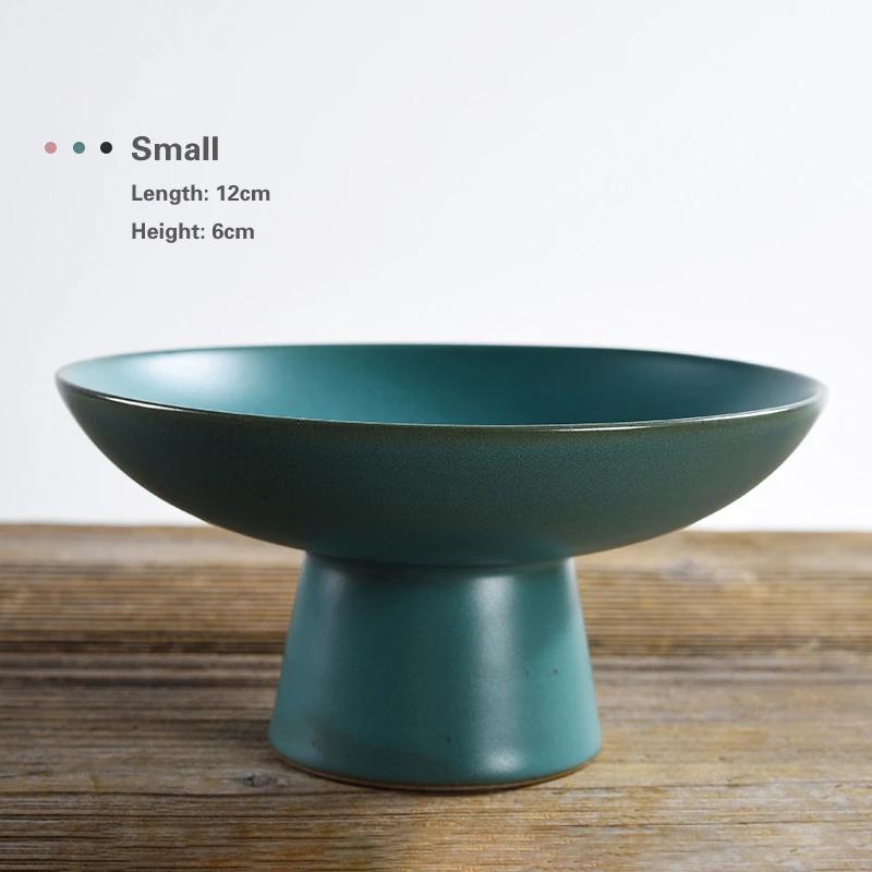 Living Room Household Snacks Tribute Plate Bowl Light Luxury Tea Table Blue and White Ceramic High Foot Tea Tray Fruit Plate