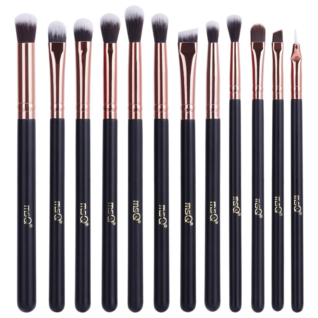 MSQ Eyeshadow Brush Includes and Brow Super Soft Makeup Luxury Makeup Tool 12-Piece Set, Eyeshadow, Concealer, Eyeliner, Brushes, Brushes, (Rose Gold)