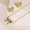 Bow Love Doudou Necklace Earrings Set High-End Women'S Niche Clavicle Chain Personalized Items