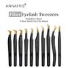 High-end Fiber Tip Lash Tweezers Stainless Steel Straight Head Curved Tip Eyelash Extension Tweezer Makeup Tools