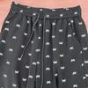 Bow Print Petite High-Waist Wide-Leg Walking Pants for Women