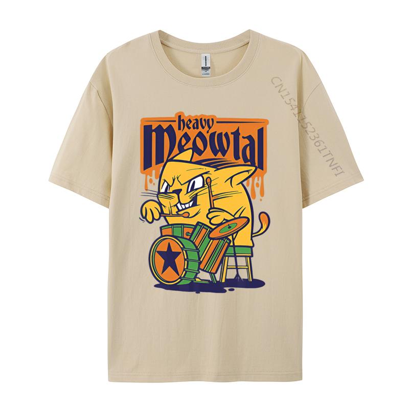Heavy Meowtal Cat Saying Drum Sloth Tshirt Graphic TShirts Custom Cotton T Shirts Printing Tops Shirt