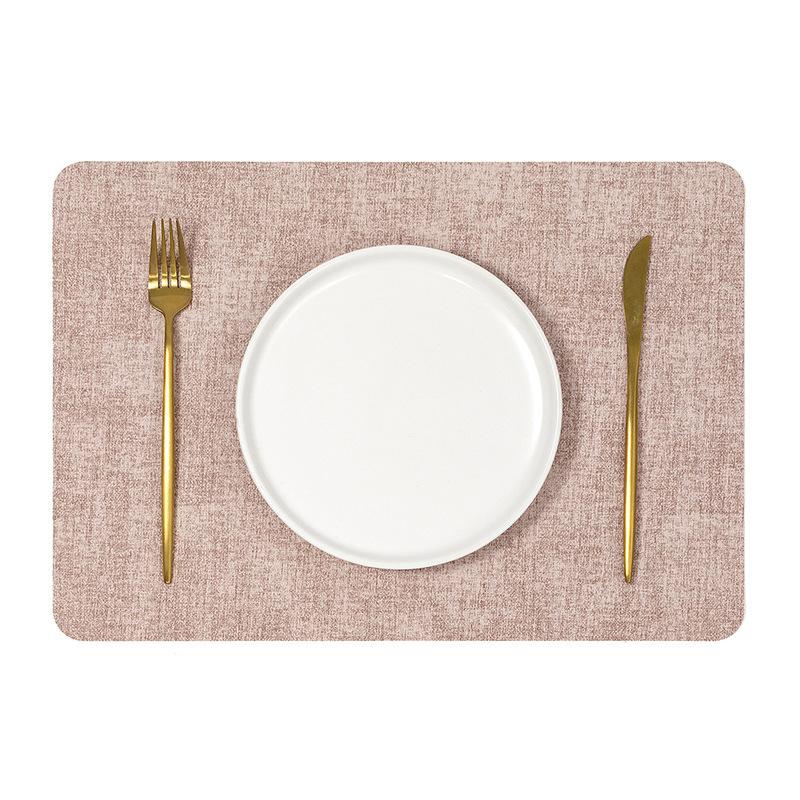 

Nordic Style Retro Pu Leather Placemat Waterproof And Oil-Proof Table Mats Western Restaurant Heat-Insulating Mats рожевий