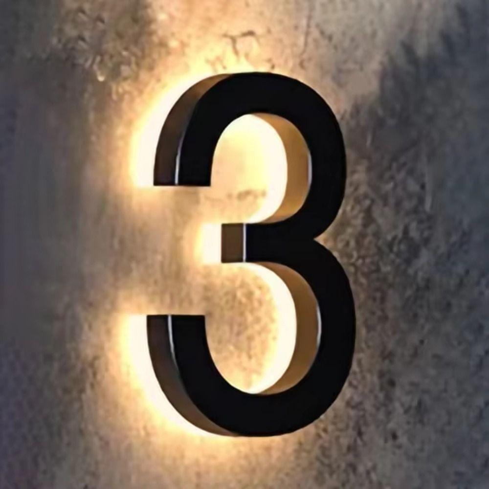 0-9 A-B Illuminated House Number Sign 12V Power Home Wall Decor Decor LED Address Sign  Home Wall