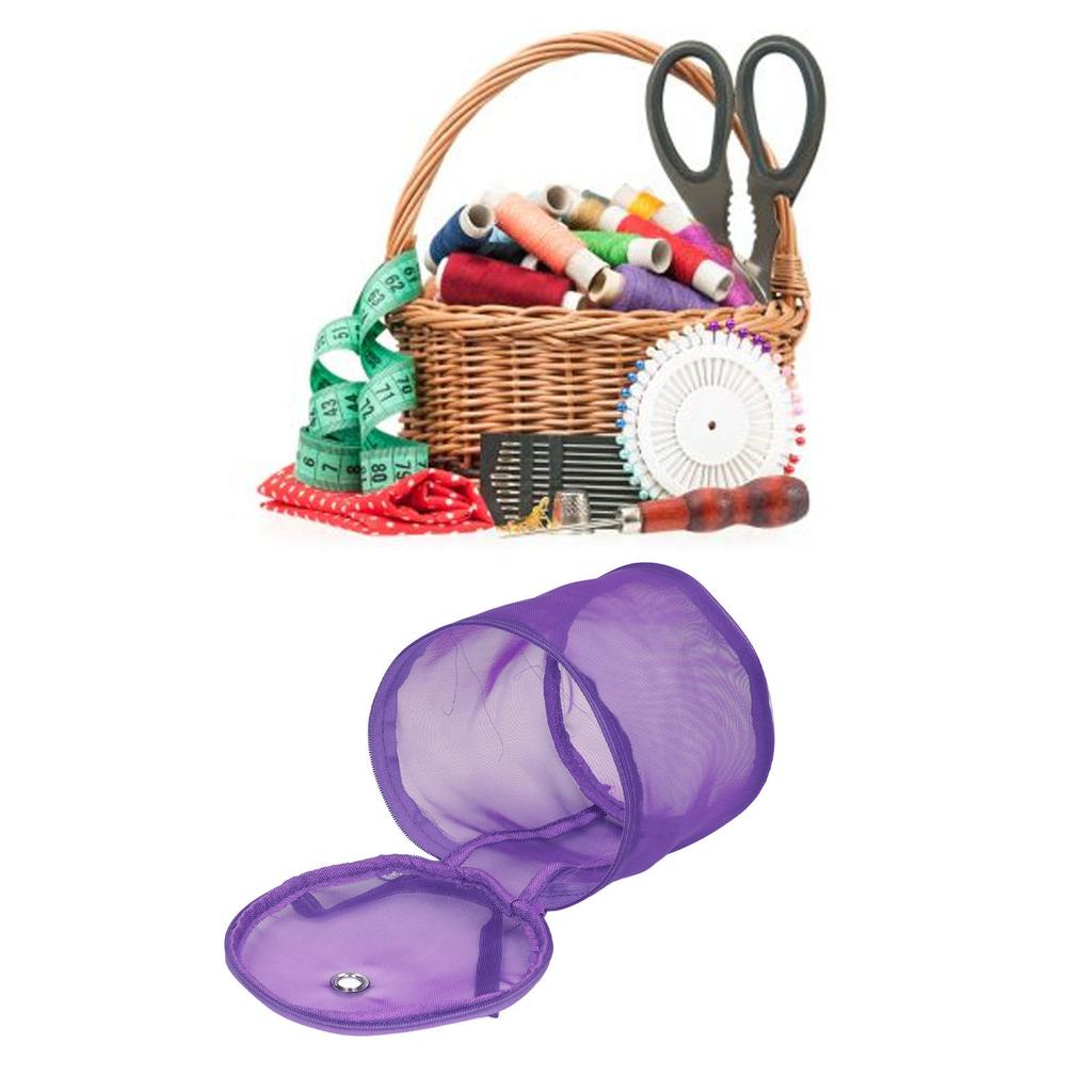 Cesta de Costura Alça Portátil Espaço Amplo Design de Malha Nylon Ampla Aplicação Bolsa de Tricô