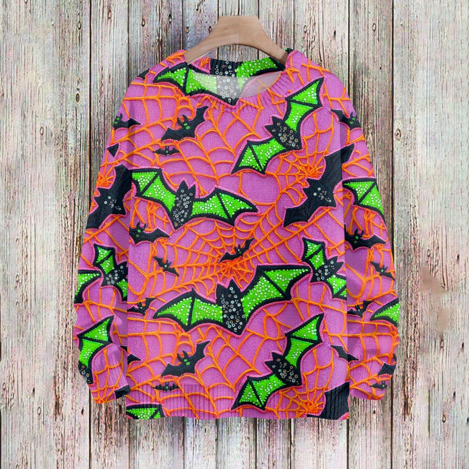 

Свитшоты на Хэллоуин для женщин, вязаный свитер, милая рубашка, осенний свитер с круглым вырезом, топы XXXL зелёный