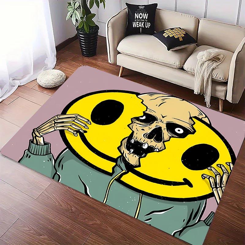 Tappeto Teschio Faccia Sorridente Creativo Divertente per Soggiorno Camera da Letto Corridoio Alfombra Antiscivolo Tappeto Divano Zerbino Decorazione Casa Tapete