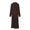 Autumn New Women's Clothing European and American Fashion with Belt Double Placket Midi Dress
