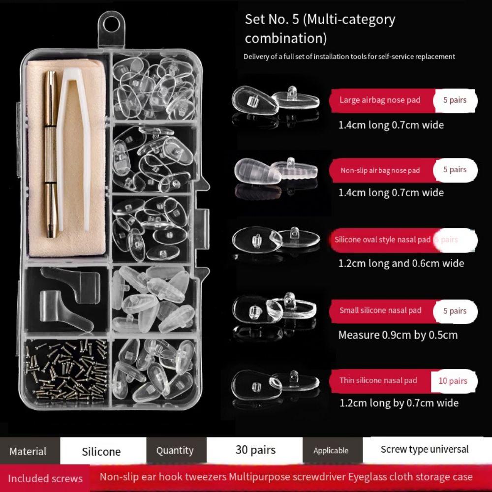 Silicone Precision Screw Sets Replaceable Nose Pads Repair Kit Glasses Repair Tools  Sunglasses
