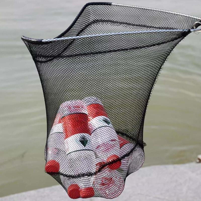 Foldable Fish Landing Net Nylon Mesh for Safe Fish Catching Stainless Poles Handle Fishing Net Saltwater Fish Equipment