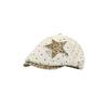 Women's Retro Distressed Denim Painter's Beret with Star Detail