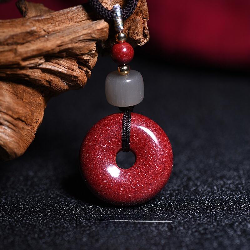 

Подвеска-кольцо из китайской натуральной киновари, ожерелье из фиолетового золота, символизирующее мир и безопасность.