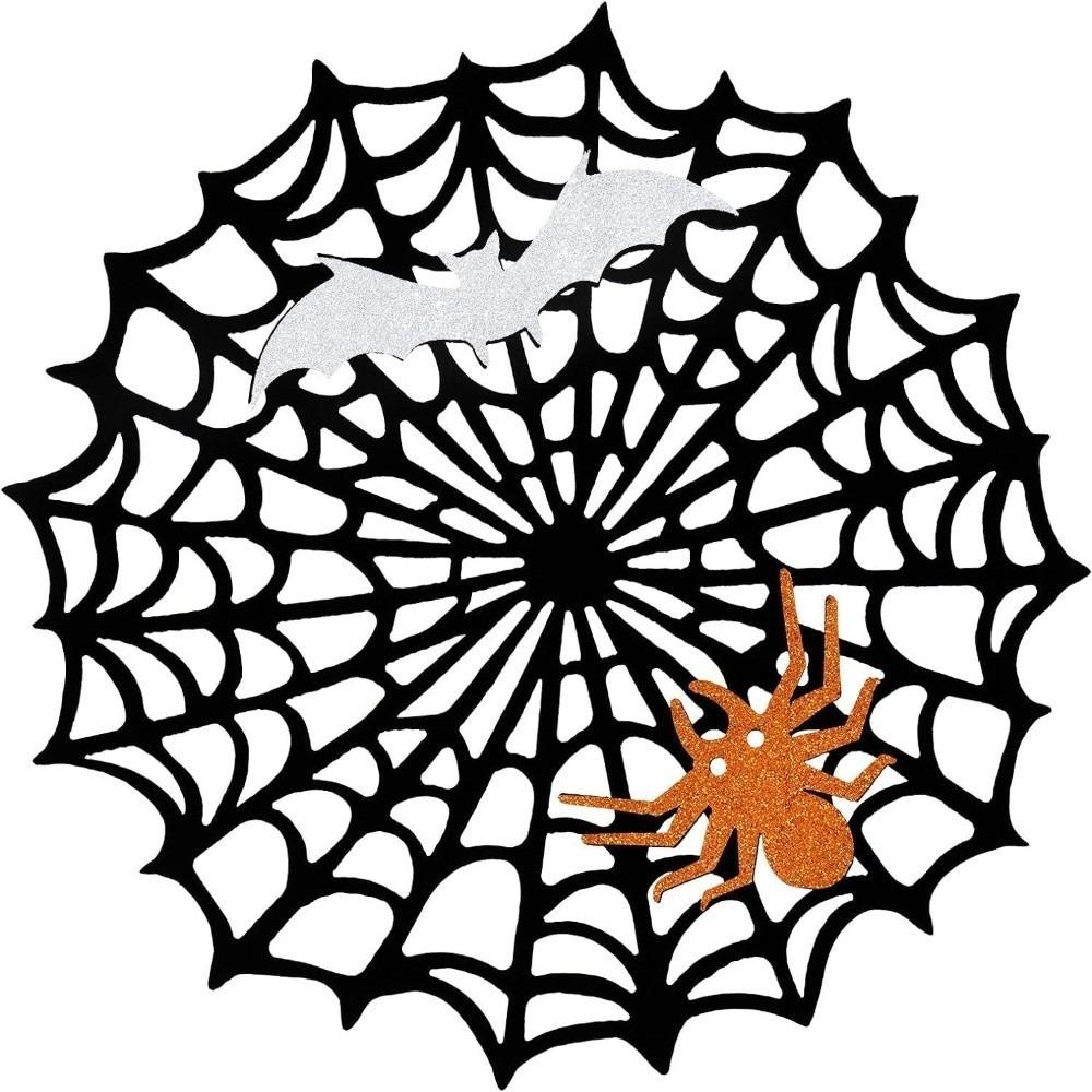 Non-slip Spider Web Coaster Hollow Out Felt Cup Mat Bat Halloween Spider Web Placemat  Party