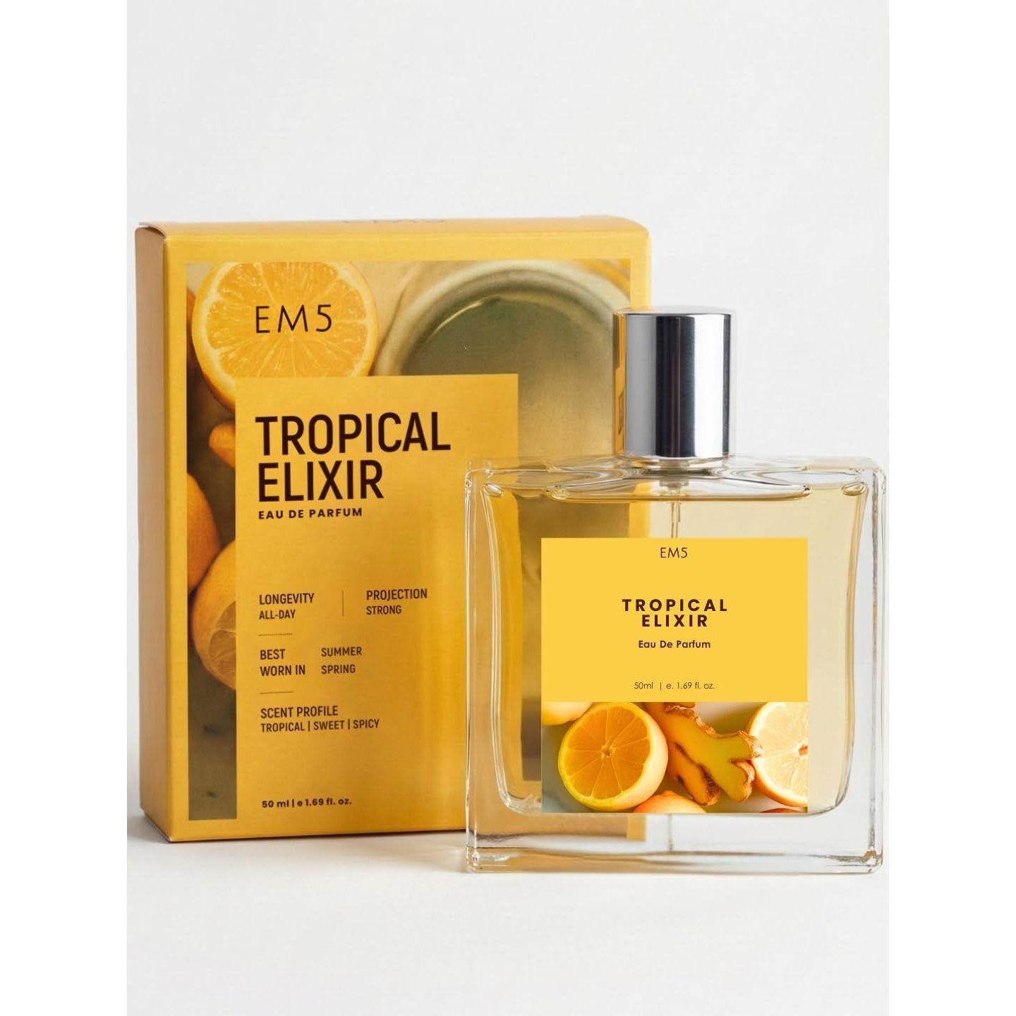 EM5 Тропический Эликсир Парфюм для Женщин | Тропический, Сладкий, Пряный Аромат | Стойкий Запах | Премиальный Подарок для Нее 50ML
