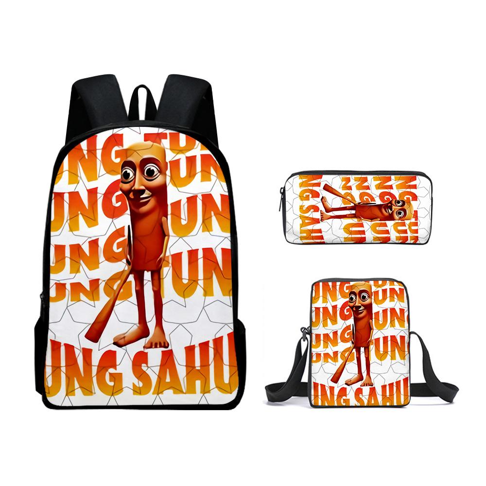 High-end Ice Plus fire Soccerly Foot Ball 3D Design 3pcs/Set Learner Bags Everyday Laptop Knapsack Backpack Sling Carry Tote Pencil Pouch