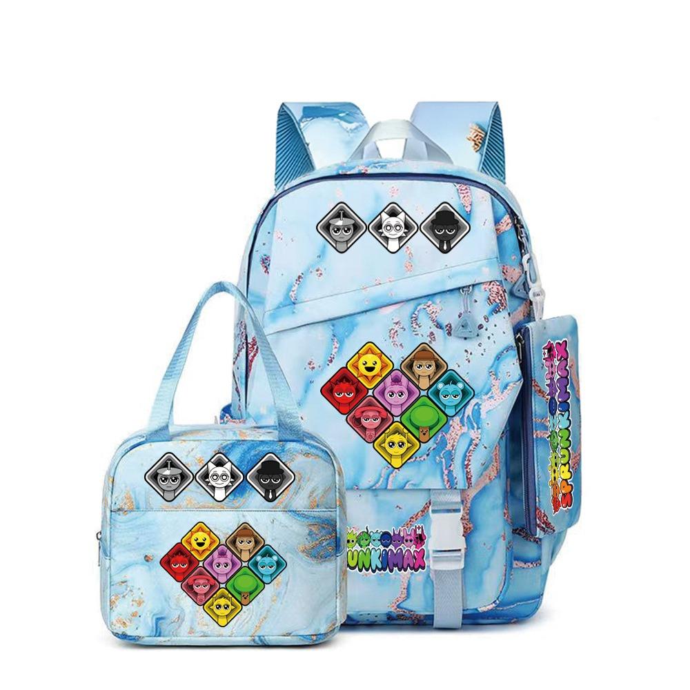 SprunkiPlush Rhythm Box School Bag Student Large Capacity Storage Backpack Backpack Three-piece Set L