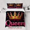 3pcs Black Queen Bedding Set Gifts For Couples Girls 3D Printed Crown Adult Soft Duvet Cover With 2 Pillowcases Bedroom Decor