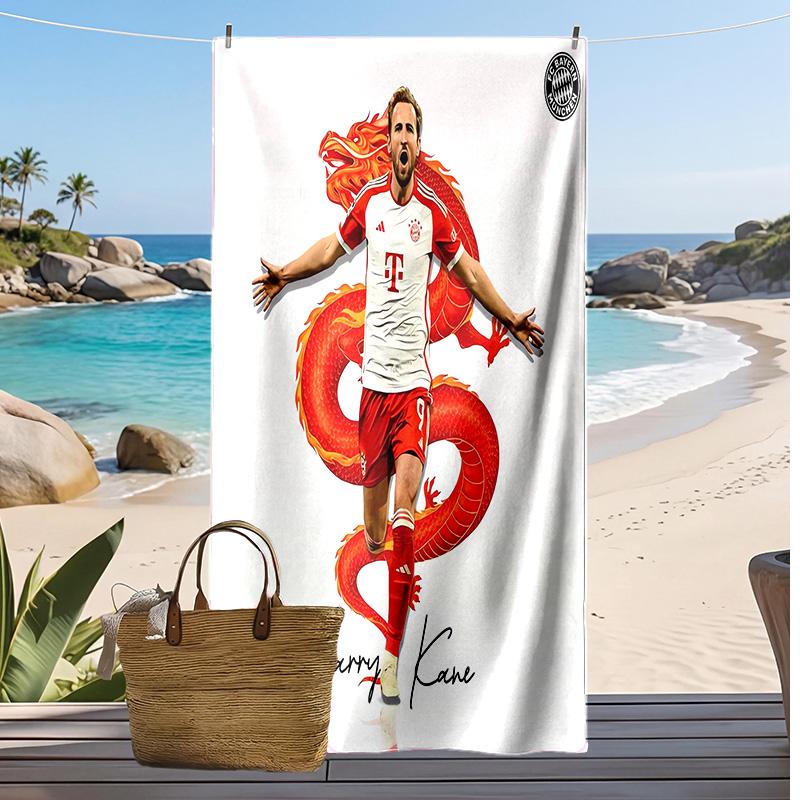 Harry Kane Aufdruck Strandtuch Schnelltrocknend Weiches Handtuch Tragbar Große Rechteckige Stranddecke für Reisen Schwimmbad