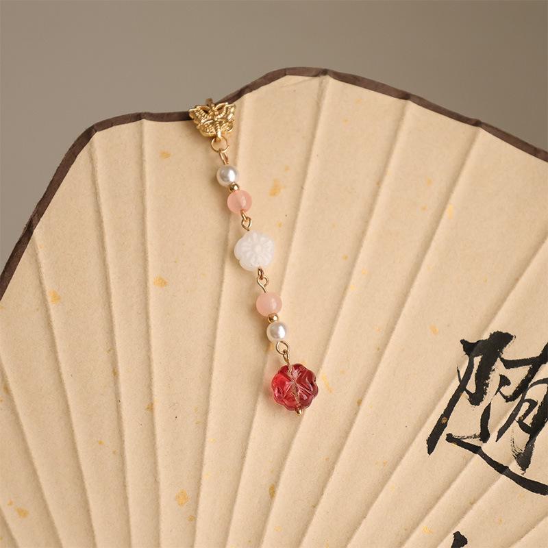 Cheongsam Pressed Collar Hanfu Tea Suit with Retro Xiangyunsha and Versatile Brooch Tassel Pendant