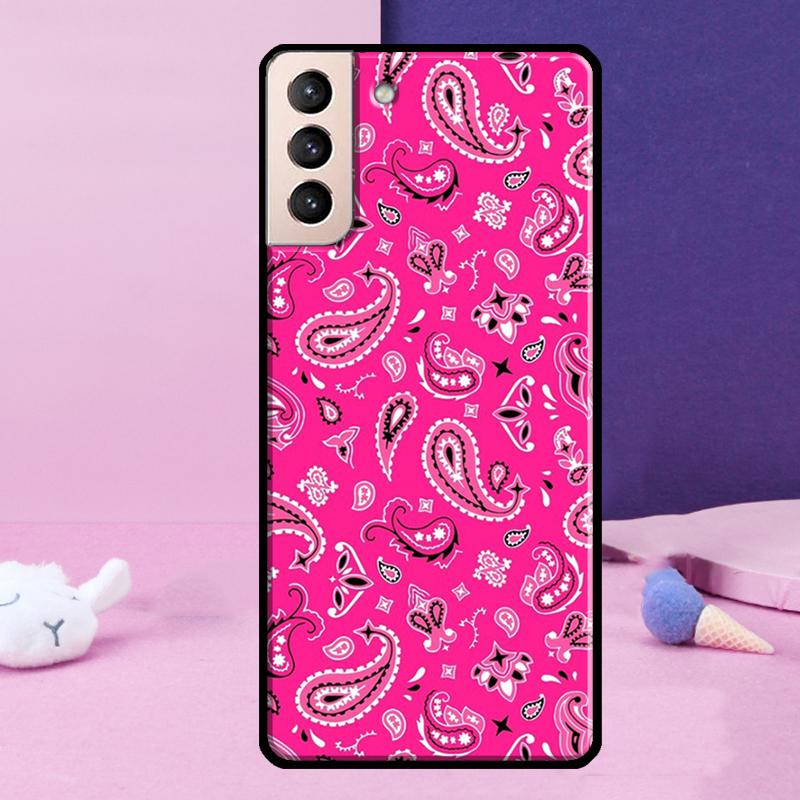 Black Bandana Paisley Phone Case For Samsung Galaxy S25 Ultra S24 Ultra S9 S10 S20 S21 S22 Plus S23 S24 FE Cover