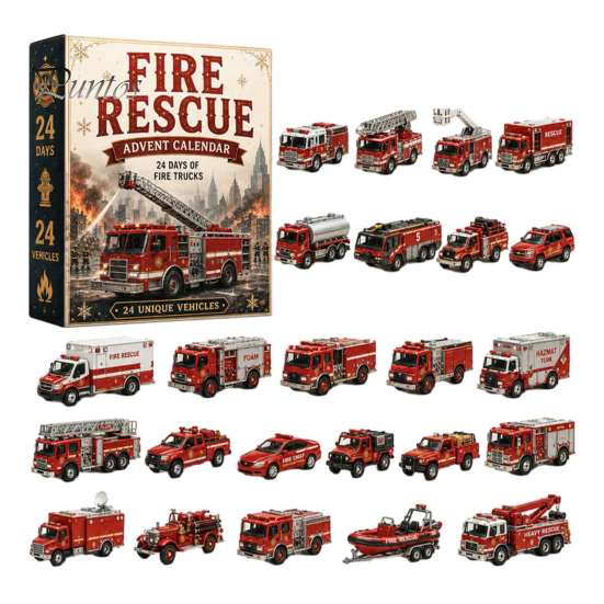 Jouets Tradition de Noël Calendrier de l'Avent Train 24 Jours, Boîte Compte à Rebours avec Mini Véhicule Figurines Festives à Collectionner, Set d'Ornements Acryliques 2D, Cadeau pour